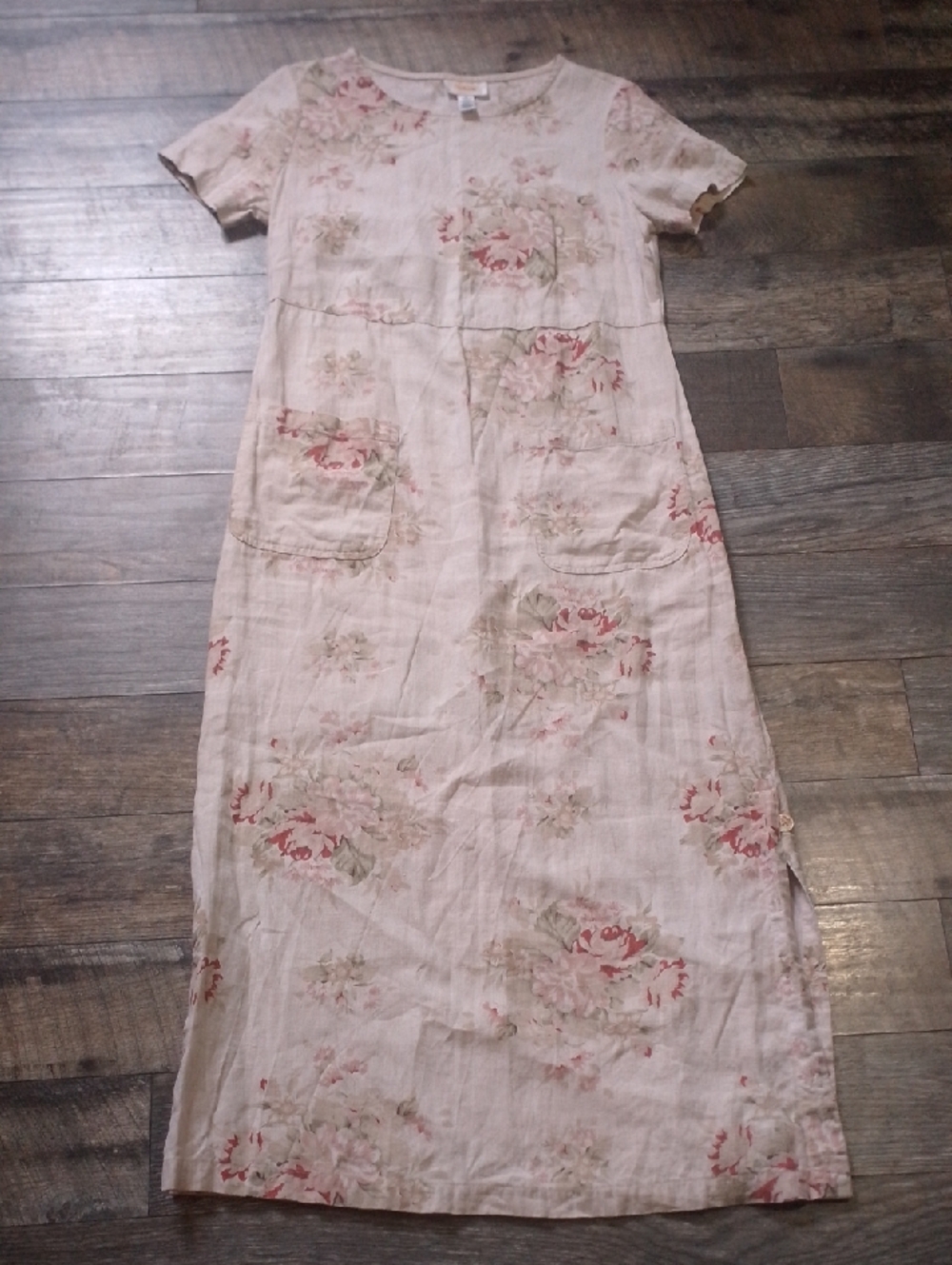 Talbots 100% Linen Long Elegant Floral Dress